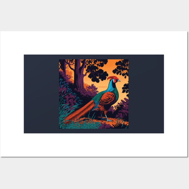 Crested Pheasant in Woodland Wall Art by Geminiartstudio